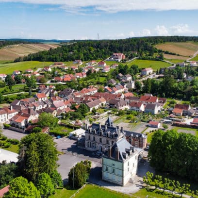 Photo aérienne du village d'Essoyes